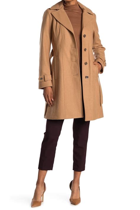 Michael Kors + Missy Belted Wool Blend Trench Coat