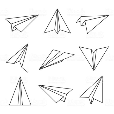 Paper plane outline. Glider, made out of folded paper, toy aircraft ...