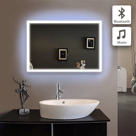 Stylish Bathroom Bluetooth Rectangular Wall Glass Mirror Infra Red ...