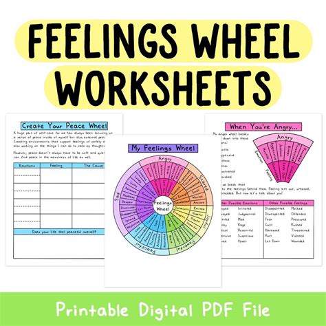 Feelings Wheel Emotion Wheels Mental Health Worksheet - Etsy