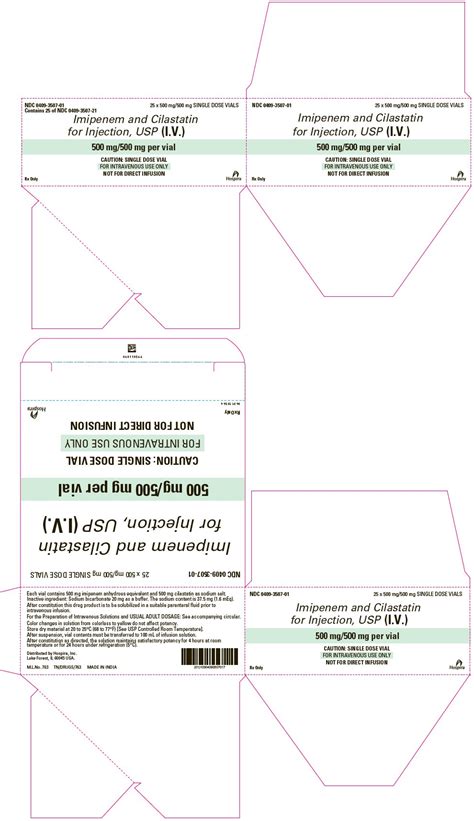 Imipenem and Cilastatin Injection - FDA prescribing information, side ...