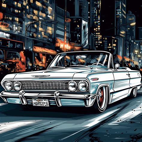 Lowrider Art 1963 1964 Chevrolet Impala Low Rider Chevy Car Poster Wall Artwork Printable ...