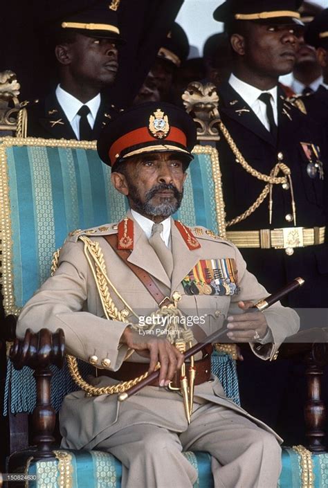 Emperor of Ethiopia Haile Selassie I sitting in a chair during a ...