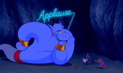 Applause Sign Blinking Over Genie (Aladdin) | Gifrific