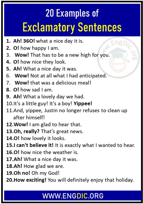 20 Examples of Exclamatory Sentences - EngDic