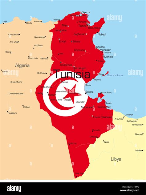 Tunisia Flag Map