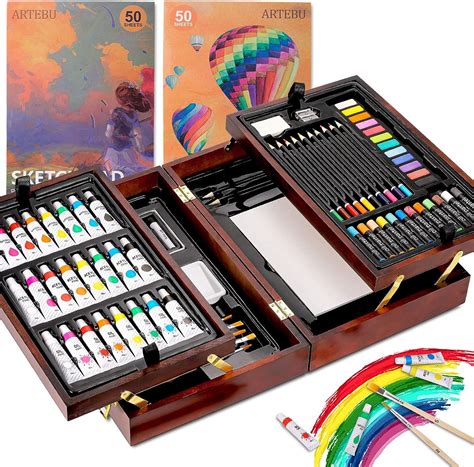 Amazon.com: Art Supplies, Deluxe Wooden Art Set Crafts Drawing Painting ...