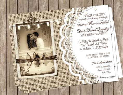 Burlap and Lace Rustic Wedding Invitation – Printable Rustic Photo Invite 5x7- T5 | Burlap ...