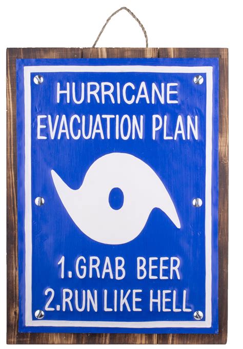 15.5 Inch Funny Wood and Metal Hurricane Evacuation Plan Wall Sign - Walmart.com