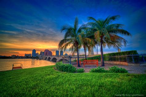 Sunset at West Palm Beach from Palm Beach Island Palm Beach County Florida
