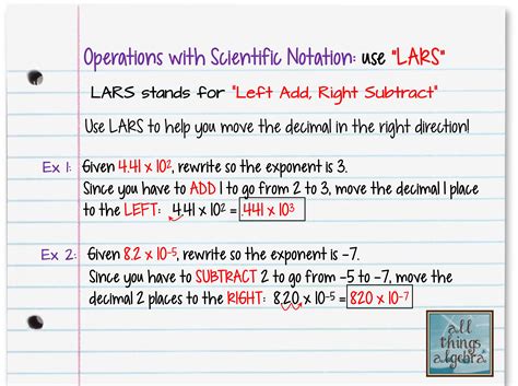 Operations with Scientific Notation and “LARS” | Scientific notation, Scientific notation ...