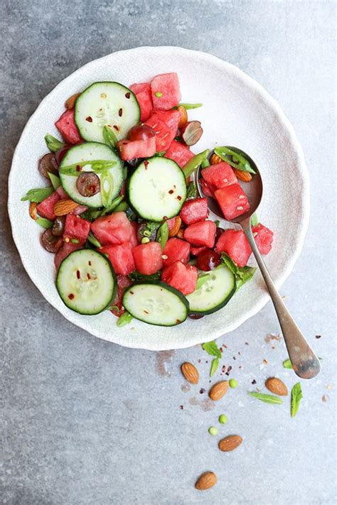 Hydrating Watermelon Salad with Grapes, Snap Peas and Cucumbers | www ...