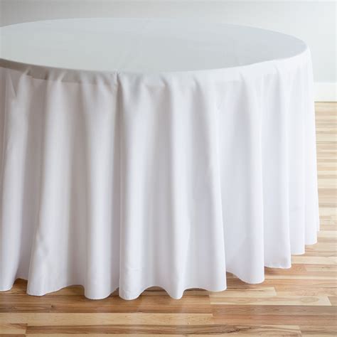 Check out the deal on 120 in. Round Polyester Tablecloth White at Linen ...