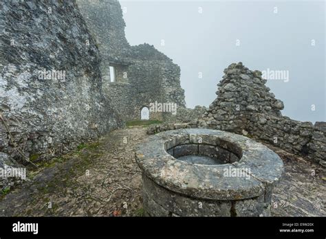 Neu-Falkenstein castle ruins in the fog, Balsthal, Switzerland Stock Photo - Alamy