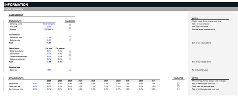 Business Plan Spreadsheet Template