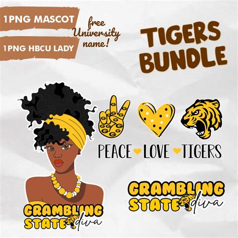 Grambling State | Tigers Mascot, Lady and Name| PNG | Instant Download ...