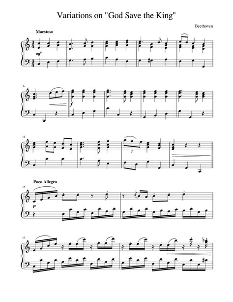 Variations on "God Save the King" BEETHOVEN Sheet music for Piano (Solo ...