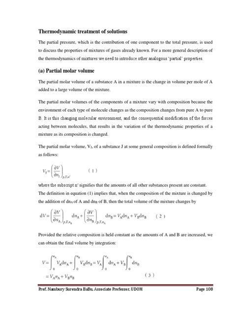 13.thermodynamic Treatment of Solutions | PDF | Solution | Materials ...