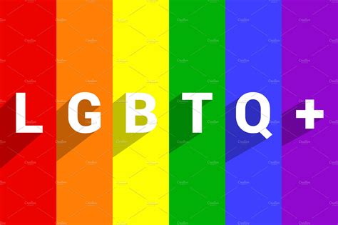 Text LGBTQ+ on striped pride flag | Abstract Stock Photos ~ Creative Market