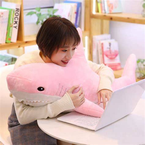 80/100cm Giant Pink Blue Shark Plush Stuffed Toy Speelgoed Animal ...