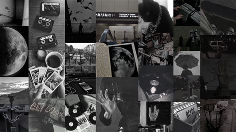 Dark Gray Aesthetic Desktop Wallpaper Collage