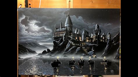 #26 How to Paint Hogwarts Castle | Acrylic Painting Tutorial | Marc Harvill Art - YouTube