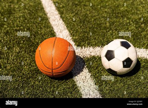 Soccer ball and Basketball ball Stock Photo - Alamy