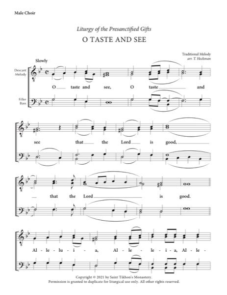 Communion Hymn "O Taste and See" – Traditional Melody, Heckman, Male, TTBB • Saint Tikhon's Music