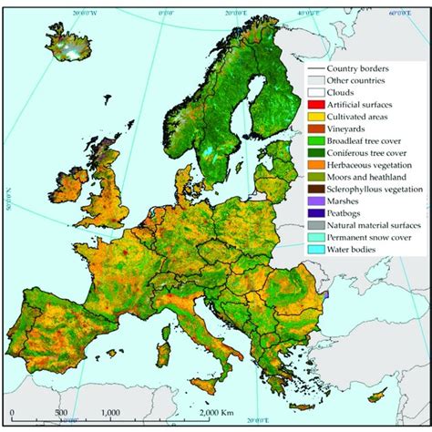 Land cover map of Europe for the year 2017 produced by the new... | Download Scientific Diagram