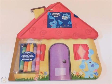 Viacom Blue's Clues Jumbo Drawing Pad Steve's House Crayons Stencils ...