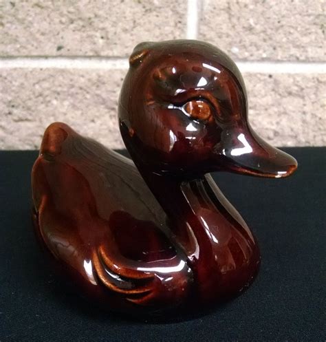 Haeger USA Duck Figurine - Ceramic Duck with Chocolate Brown Glaze - Ceramic Art Duckling ...