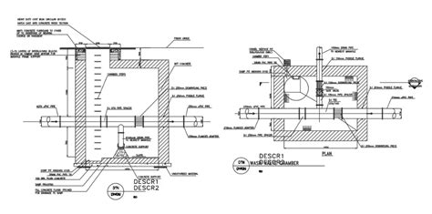 The construction detail of the wash valve chamber is given in this autocad model download now ...