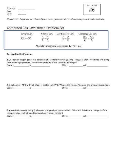 Combined Gas Law Practice