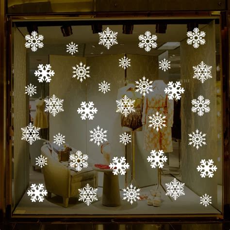 27pcs/Set Snowflake Window Decoration Removable White Christmas Snowflake Stickers Decals Wall ...