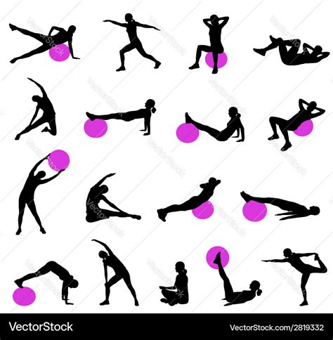 Pilates silhouettes Royalty Free Vector Image - VectorStock