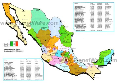 Map of Mexico- Mexican States | PlanetWare