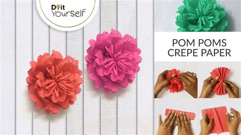 How To Make Pom Poms With Crepe Paper - YouTube