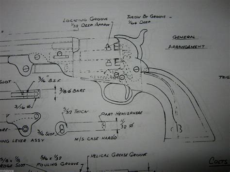 COLT 1851 Navy old Army Revolver gun Gunsmith Plans Drawing Pistol ...