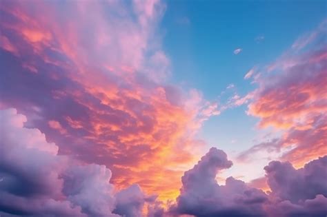 Premium AI Image | A sunset with clouds and a purple sky