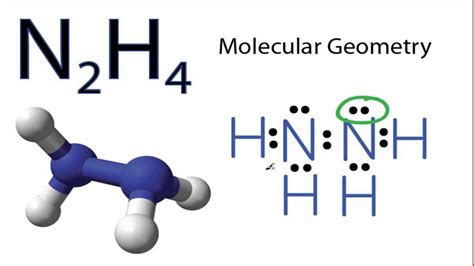 N2H4 Molecular Geometry and Bond Angles (actual bond angle is less than 109.5 degrees) - YouTube