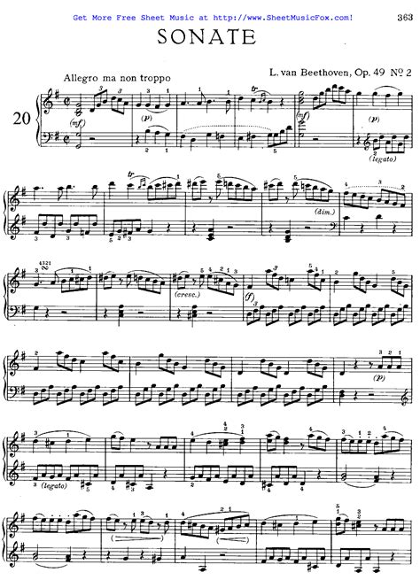 Free sheet music for Piano Sonata No.20, Op.49 No.2 (Beethoven, Ludwig ...