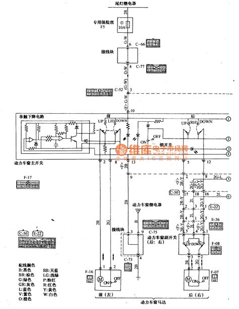 Mitsubishi Pajero light off-road vehicle power windows wiring circuit ...