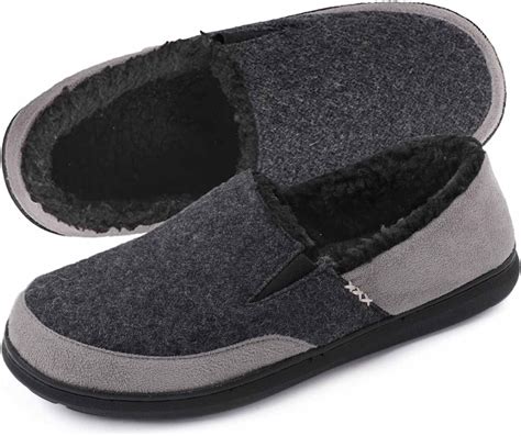 Zigzagger Men's Wool Blend Closed-back Slippers, Indoor/Outdoor Durable House Shoes with High ...