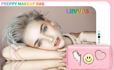 Amazon.com: Preppy Makeup Bag with Strap, Nylon Waterproof Travel Toiletry Bag for Women Girl ...