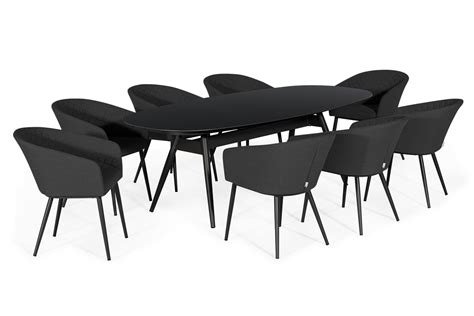 Ambition 8 Seat Oval Dining Set With Spray Stone Dining Table - Maze
