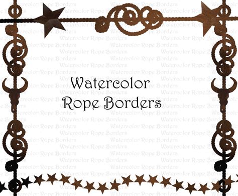 Watercolor Western Cowboy Rope Border clipart Graphics High Resolution ...