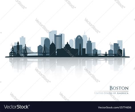 Boston skyline silhouette with reflection Vector Image