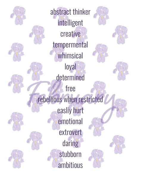 February Birth Month Personality Traits Art Print | Etsy