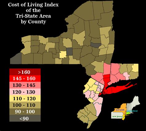 [OC] Cost of Living Index of the Tri-State Area (New York, New Jersey ...