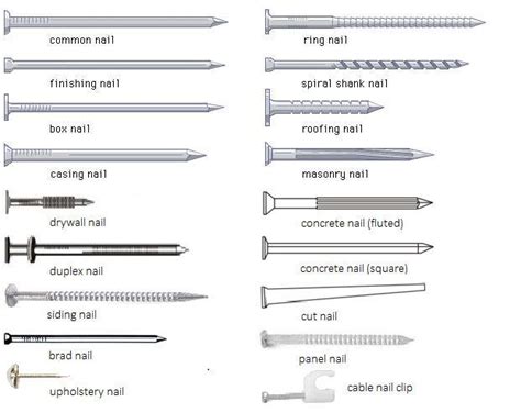 Different types of nails, Types of nails, Type